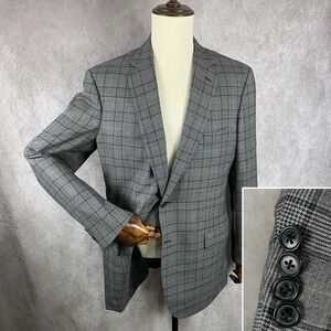 Brioni Colosse Blazer Jacket Men 42L Gray Wool Windowpane Sport Coat Italy Suit